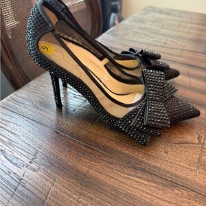 Jessica Simpson Black Studded Bow Pointed-Toe High Heels